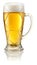 Football glass of light beer with drops isolated on white. Clipping path