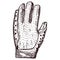 Football glove sketch isolated. Vintage element of goalkeeper in hand drawn style
