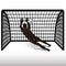 A football goalkeeper at the gate is catching a ball, silhouette