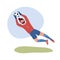 Football goalkeeper isolated. Soccer goalie player jumping and catching ball. Flat vector illustration of man playing football