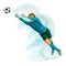 Football goalkeeper jump