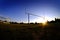 Football Goalposts Goal Posts at Sunset Sky and Bleachers