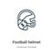 Football helmet outline vector icon. Thin line black football helmet icon, flat vector simple element illustration from editable