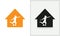 Football House logo design. Home logo with woman footballer concept vector. Football and Home logo design