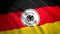 Football logo on flag of country. Motion. Beautiful emblem of football team on flag of country. Waving flag of German