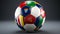 football made with different city flags generated by AI tool