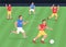 Football match flat color vector illustration