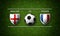 Football Match schedule, England vs France, flags of countries a