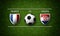 Football Match schedule, France vs Croatia, flags of countries a