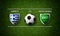 Football Match schedule, Greece vs Saudi Arabia, flags of countries and soccer ball