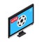 Football match on TV live stream isometric 3d icon