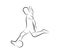 Football player with the ball. Contour silhouette