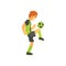 Football Player With Ball On The Knee Isolated Illustration