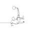 Football player continuous line drawing minimalism of person kick a ball jump style