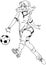 Football player girl kicks the ball