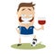 Football player with glass of wine