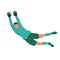 Football player goalkeeper in green form. Vector illustration.