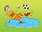 Football player after rain, cartoon