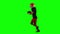 Football player running with the ball in his helmet. Green screen