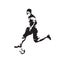 Football player running with ball, isolated vector silhouette