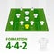 Football players lineups, formation diamond 4-4-2 . Soccer half stadium