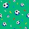 Football players seamless pattern. Sport championship. Soccer players with football ball. Full color background in flat