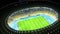 Football players training on Olympic stadium in Kiev, Ukraine, aerial view