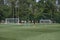 Football players warming up before training on a stadium. Shakhtar soccer team, sport base Sviatoshyn