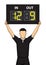 Football referee shows the number display