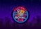 Football royal pub neon sign. Design Pattern Sport Bar Logo in Neon Style, Light Banner, Bright Night Bar Advertising