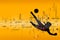 Football scene of a soccer player silhouette in action. Text effect in overlay with the most used terms. Abstract