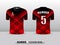 Football shirt design T-shirt sports black and red color.