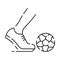 Football or soccer line icon. World cup championships and tournament. Football Elements. Football player and foot or leg, spikes