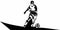 Football, soccer player kicking ball. Isolated vector silhouette. Football defender, striker or goalkeeper