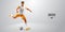 football soccer player man in action isolated white background. Vector illustration