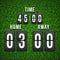 Football soccer scoreboard on grass background. Vector template