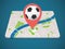 Football / Soccer Stadium GeoTagging On Map Of City. Flat Sports Isometric Art.