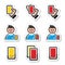 Football or soccer yellow and red card icons set