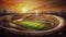 A football stadium with beautiful sky and sunset view, amazing scenery, created using generative ai tools