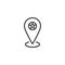 Football stadium location pin line icon