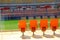 Football stadium oranges plastic chairs