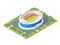 Football Stadium Soccer Concept 3d Isometric View. Vector