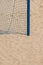 Football summer sport. goal net on a sandy beach