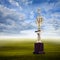 Football trophy with nice landscape background, Success