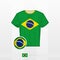 Football uniform of national team of Brazil with football ball with flag of Brazil. Soccer jersey and soccerball with flag