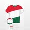 Football uniform of national team of Hungary with football ball with flag of Hungary. Soccer jersey and soccerball with flag