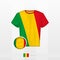 Football uniform of national team of Mali with football ball with flag of Mali. Soccer jersey and soccerball with flag