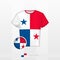 Football uniform of national team of Panama with football ball with flag of Panama. Soccer jersey and soccerball with flag