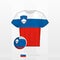 Football uniform of national team of Slovenia with football ball with flag of Slovenia. Soccer jersey and soccerball with flag