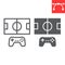 Football video game line and glyph icon, video games and console, football field sign vector graphics, editable stroke